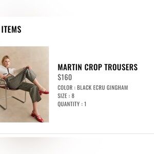 Sezane Black and Ecru Gingham Crop Trousers